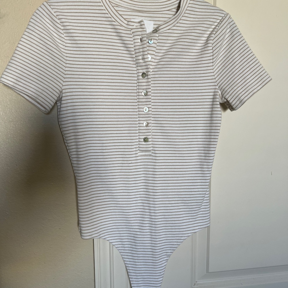 Everly White and Gray Striped Kids Bodysuit